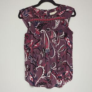 Loft Purple Flutter Sleeve Blouse